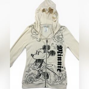 Disney World Resort  Minnie Hooded Zip Mock Layered V neck Hoodie. Sz. Small